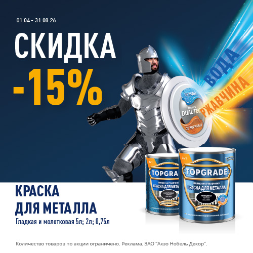Акция 15% скидки TopGrade Гладкая, Молотковая  до 31.08.2026